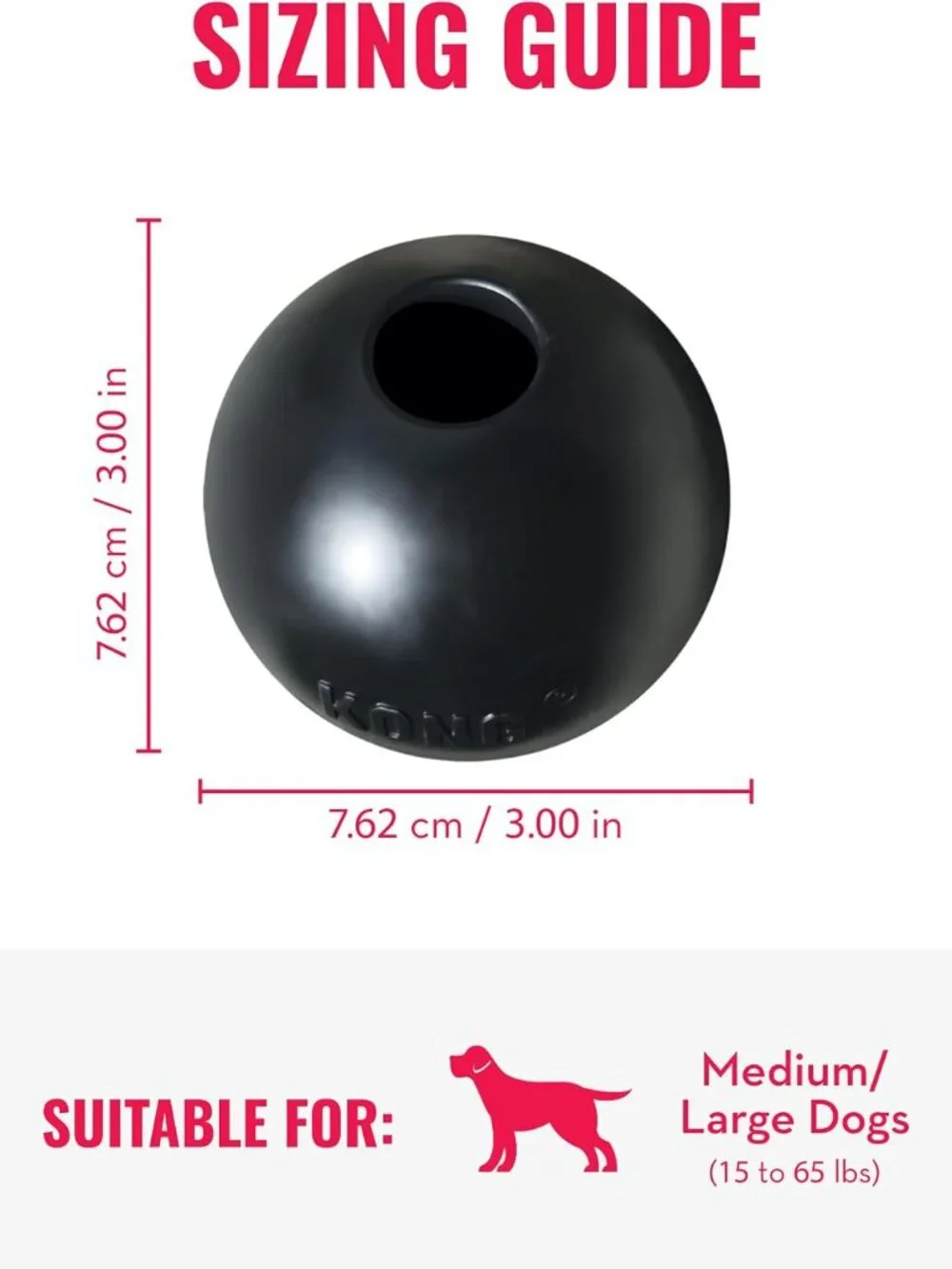 KONG Extreme Ball with Hole Dog Fetch Toy M/L Durable Natural Rubber Black